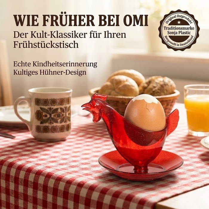 Eierbecher Huhnform rot glitzer