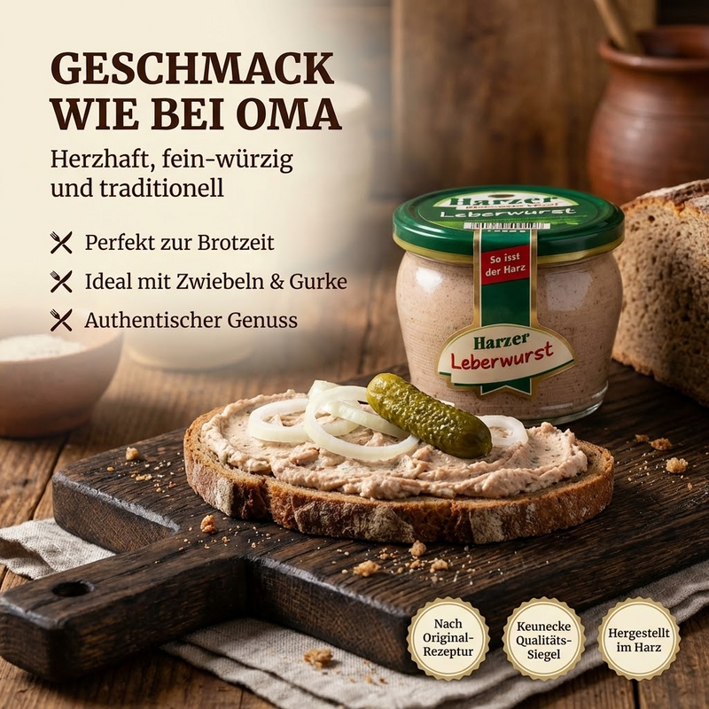 Keunecke Harzer Leberwurst – streichzart ohne Geschmacksverstärker - im Glas 200g