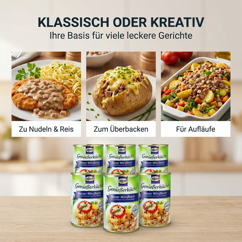 Keunecke Würzfleisch feiner Genuss mit Hühnerfleisch und Champignon - einfach erwärmen und genießen - 400g