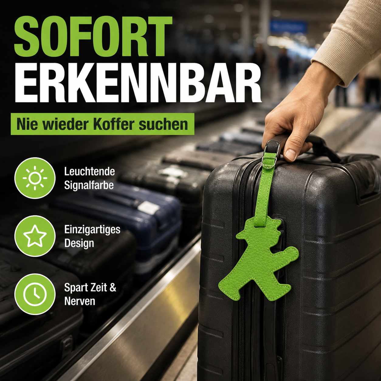 Kofferanhänger grün Geher Ampelmännchen