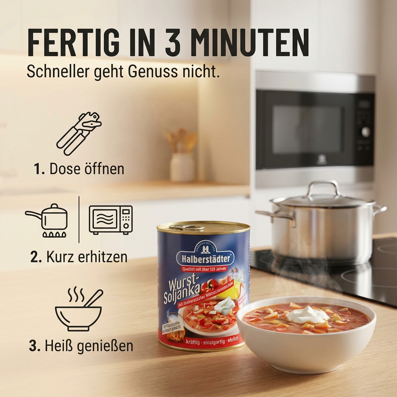 Halberstädter Wurstsoljanka 800ml – herzhafter Klassiker mit Halberstädter Würstchen