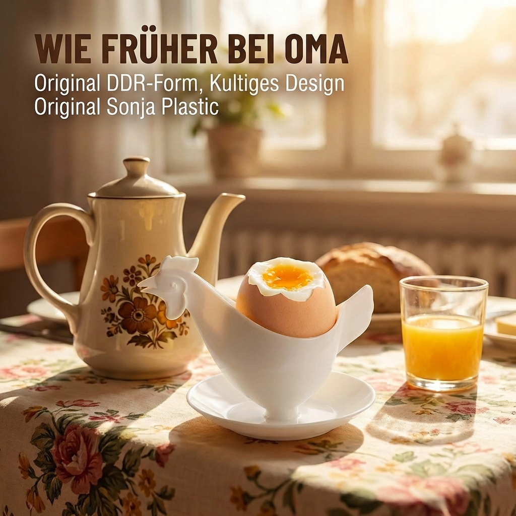 Reifra Sonja PLASTIC Eierbecher als Huhn weiß - für alle Eiergrößen - Traditionseierbecher