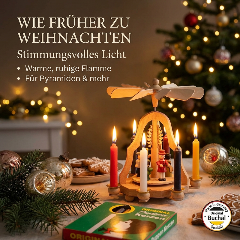 Christbaumkerzen Puppenkerzen - bunt, 20 Stk - 7x1 cm  für Weihnachtspyramide, Krippe und Christbaum