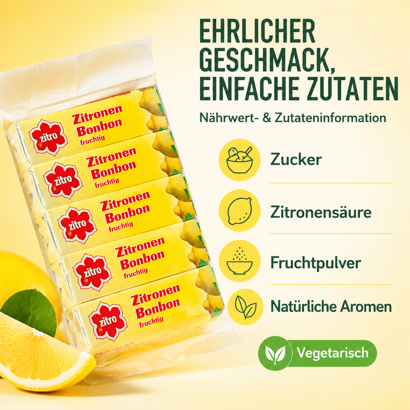 Zitronen-Bonbons aus Leipzig von Pfeffi - 5 Stangen à 14 Bonbons, 50g