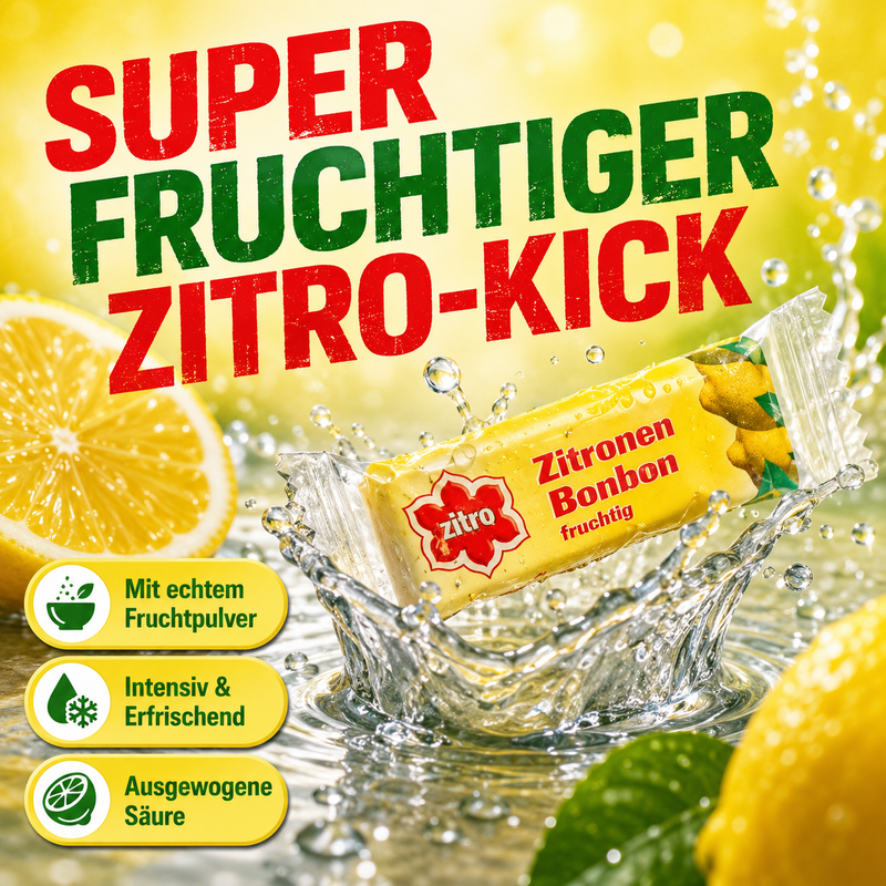 Zitronen-Bonbons aus Leipzig von Pfeffi - 5 Stangen à 14 Bonbons, 50g