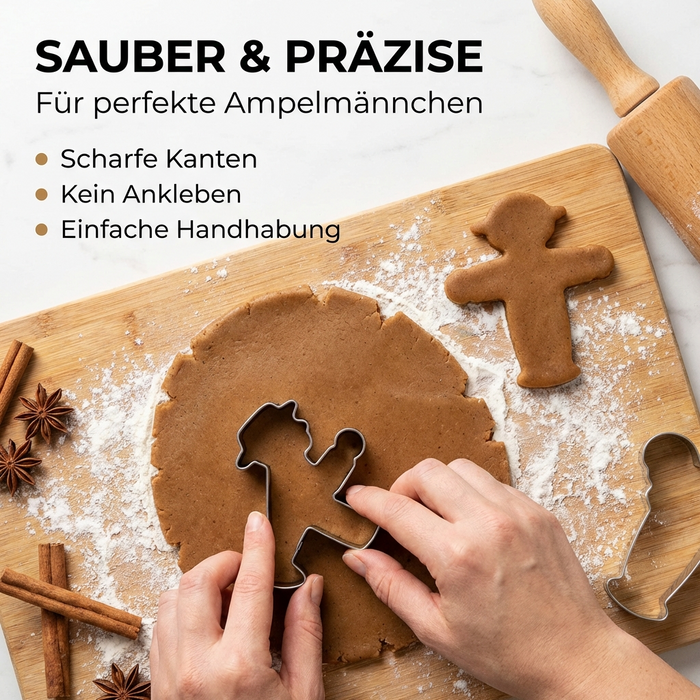 Plätzchenausstecher Keksausstecher aus Edelstahl mit Motiv Ampelmann Geher 7,5 groß