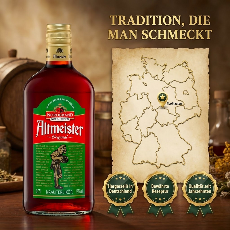 Original Altmeister Kräuterlikör aus 42 Kräutern 0,7l mit Alkoholgehalt von 32% vol.