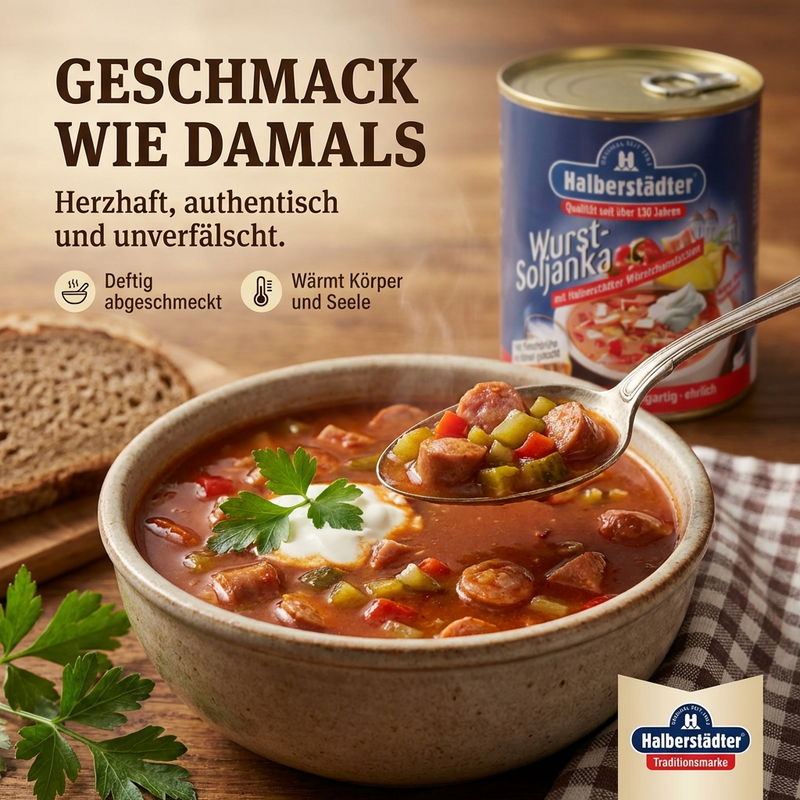 Halberstädter Wurstsoljanka 800ml – herzhafter Klassiker mit Halberstädter Würstchen