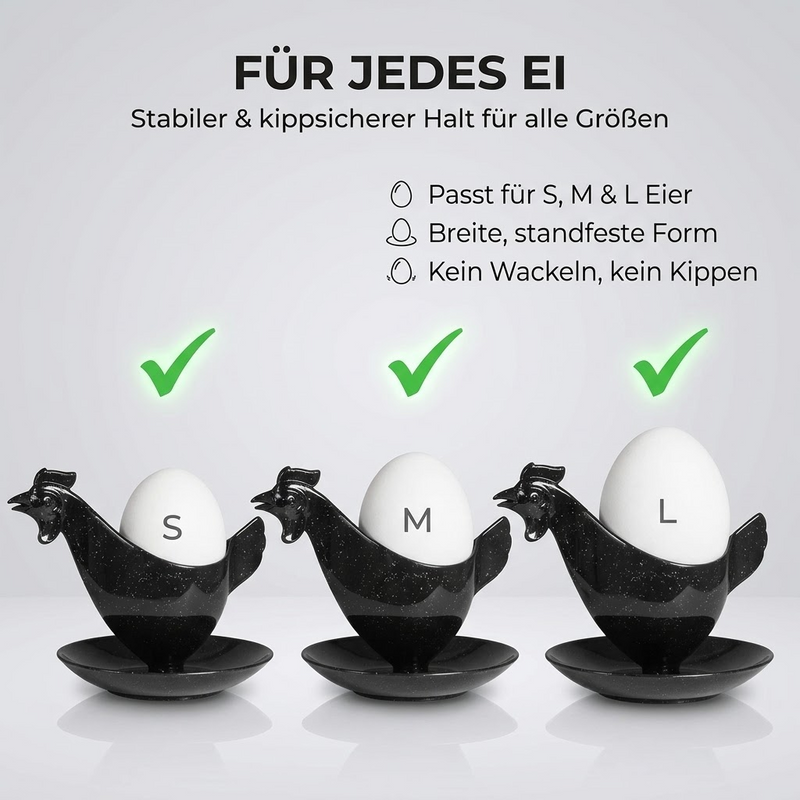 Eierbecher Huhnform schwarz glitzer