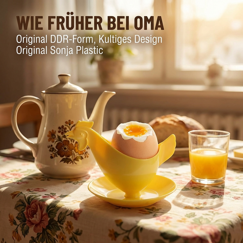 Eierbecher Frühstücks-Set - 6x Becher, 6x Löffel, 1x Geschenkbox