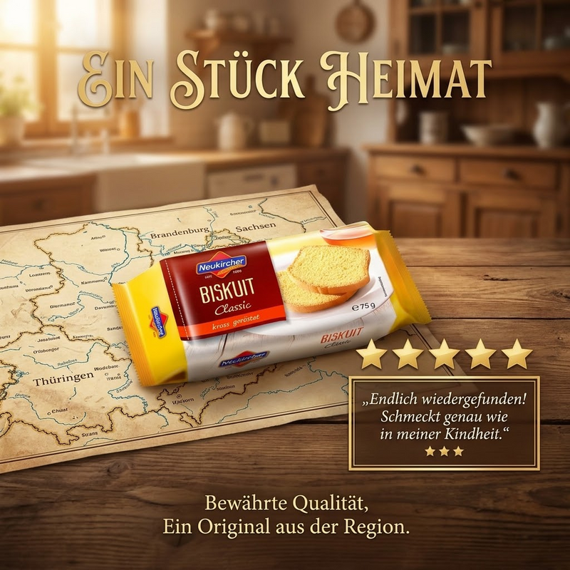 Neukircher Biskuit Classic – kross gerösteter Biskuit mit Tradition seit 1900, 75 g