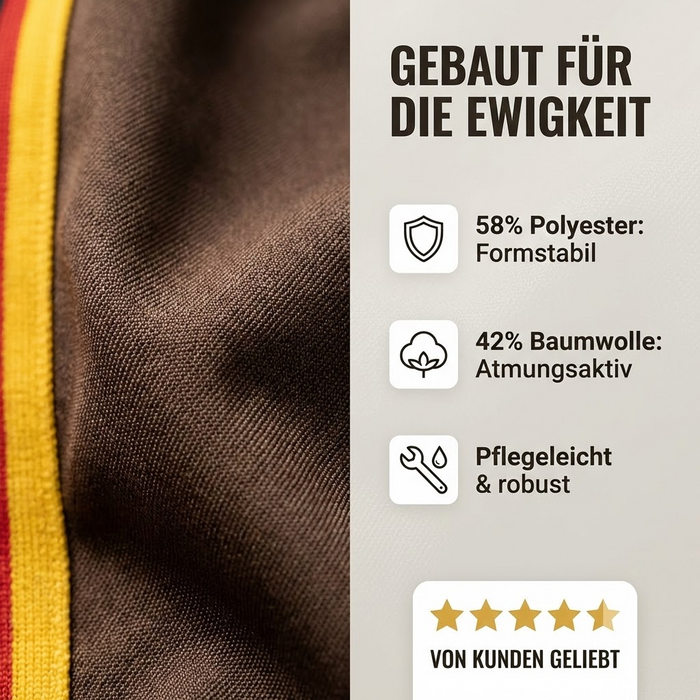 NVA Sportjacke ASV Vorwärts Repro – DDR Kult Trainingsjacke, braun, mit Reißverschluss & ASV-Aufnäher