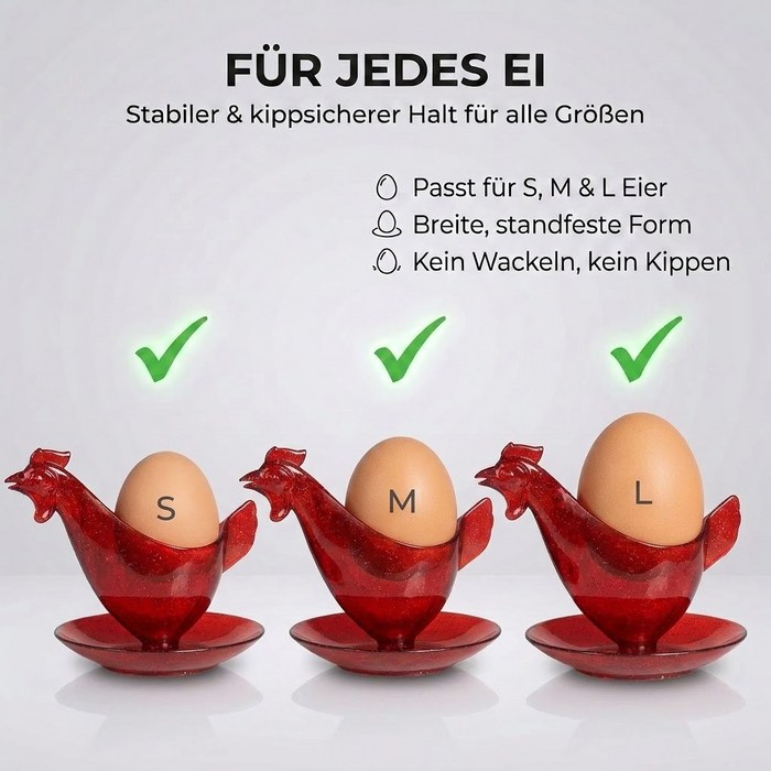 Eierbecher Huhnform rot glitzer