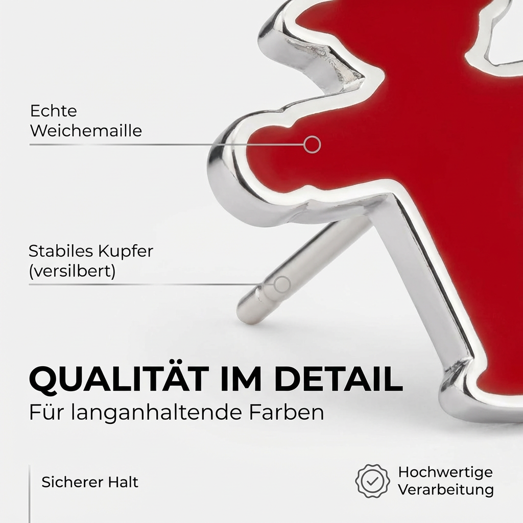 Rot-Grüne Ampelmann-Ohrstecker aus feinster Softemaille und versilbertem Kupfer veredelt, 1 cm Größe in Geschenkbox