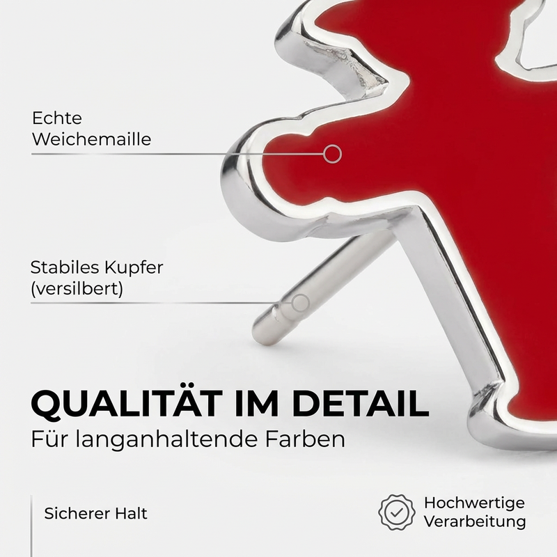 Rot-Grüne Ampelmann-Ohrstecker aus feinster Softemaille und versilbertem Kupfer veredelt, 1 cm Größe in Geschenkbox