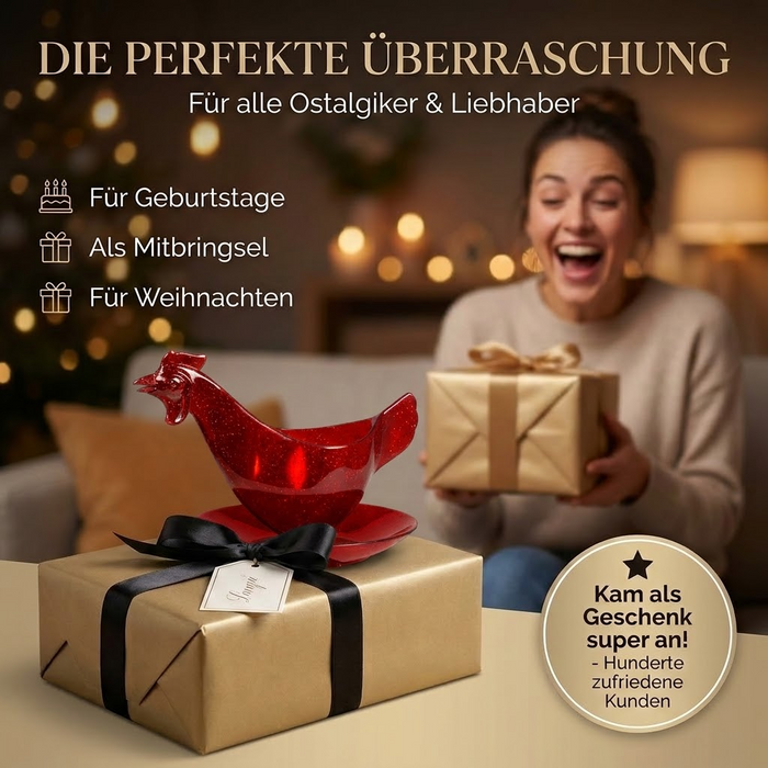 Eierbecher Huhnform rot glitzer