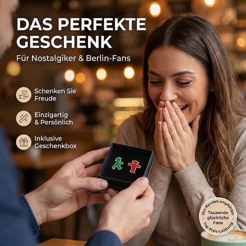 Rot-Grüne Ampelmann-Ohrstecker aus feinster Softemaille und versilbertem Kupfer veredelt, 1 cm Größe in Geschenkbox