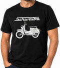 T-Shirt schwarz mit weißem Schwalbe-Logo & -Schriftzug - Unisex klassischer Schnitt - 100% Baumwolle