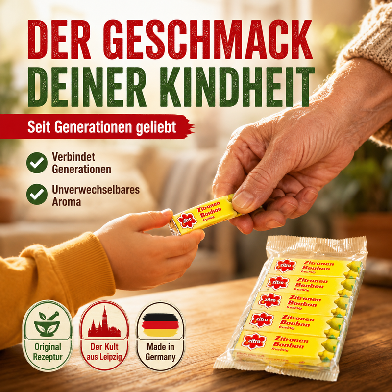 Zitronen-Bonbons aus Leipzig von Pfeffi - 5 Stangen à 14 Bonbons, 50g