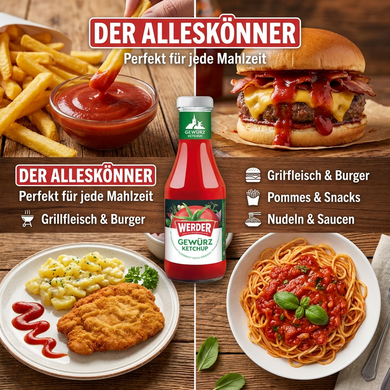 Werder Gewürzketchup – würzig-tomatig, vegan & glutenfrei – 450ml – Werder Feinkost
