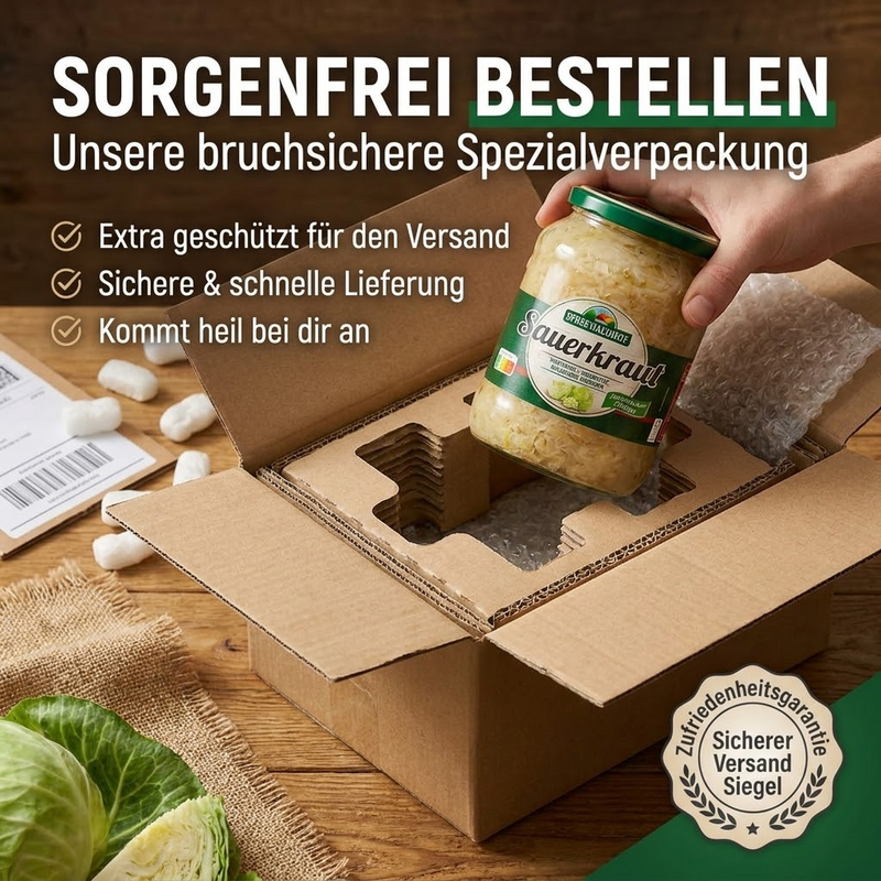 Sauerkraut - Milchsauer vergoren & schonend pasteurisiert - einfach erwärmen & sofort genießen - Spreewaldhof 650g
