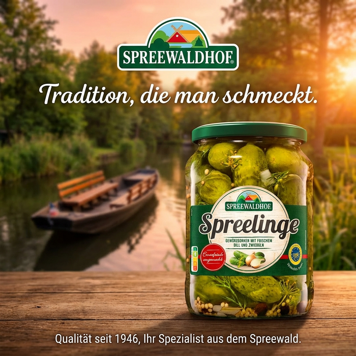 Spreewaldhof Gewürzgurken mit Dill und Zwiebeln - Spreelinge aus dem Spreewald 360g