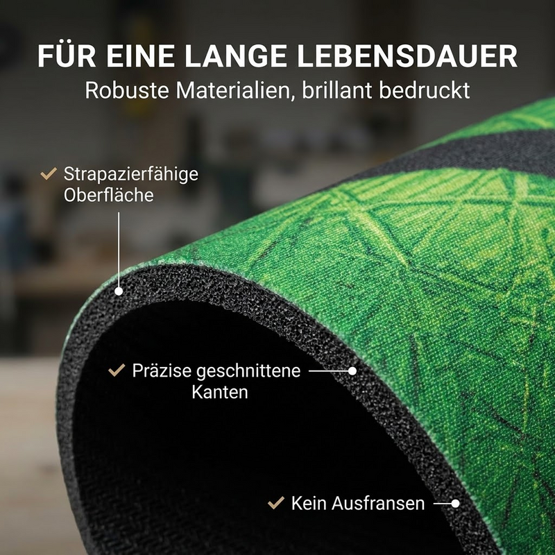 Mousepad Ampelmann Geher – Ø 21 cm, Schwarz mit grünem Druck, rutschfest & abwaschbar