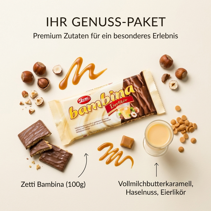 Zetti Bambina Eierlikör Tafel Karamell und Haselnußsplittern 100g