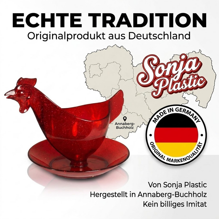 Eierbecher Huhnform rot glitzer