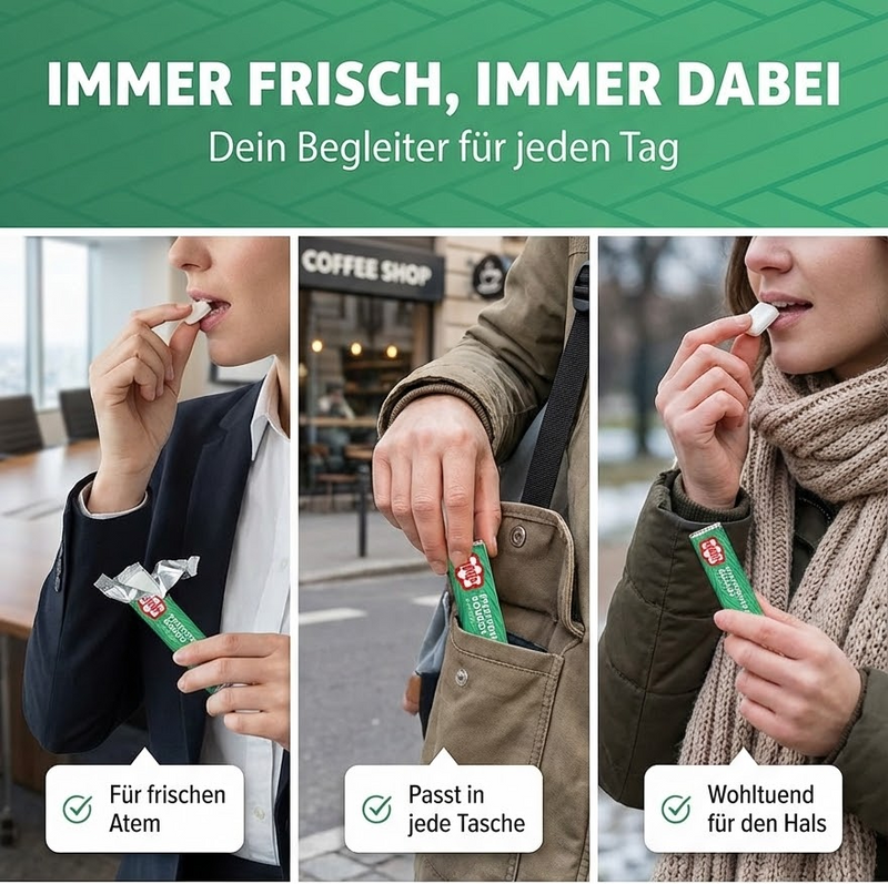 Pfeffi - Erfrischungs-Bonbons mit Pfefferminz 5 Stangen à 14 Bonbons, 50g