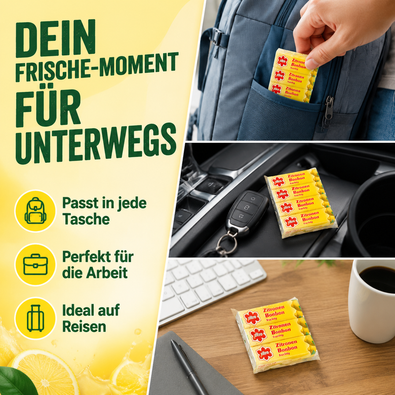Zitronen-Bonbons aus Leipzig von Pfeffi - 5 Stangen à 14 Bonbons, 50g