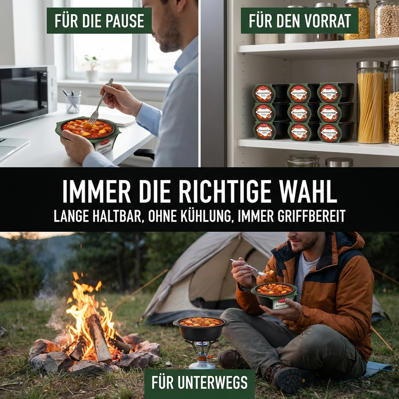 Dreistern Currywursttopf mit Paprika und Kartoffeln -  würzig deftig lecker - einfach erwärmen & essen - 400g