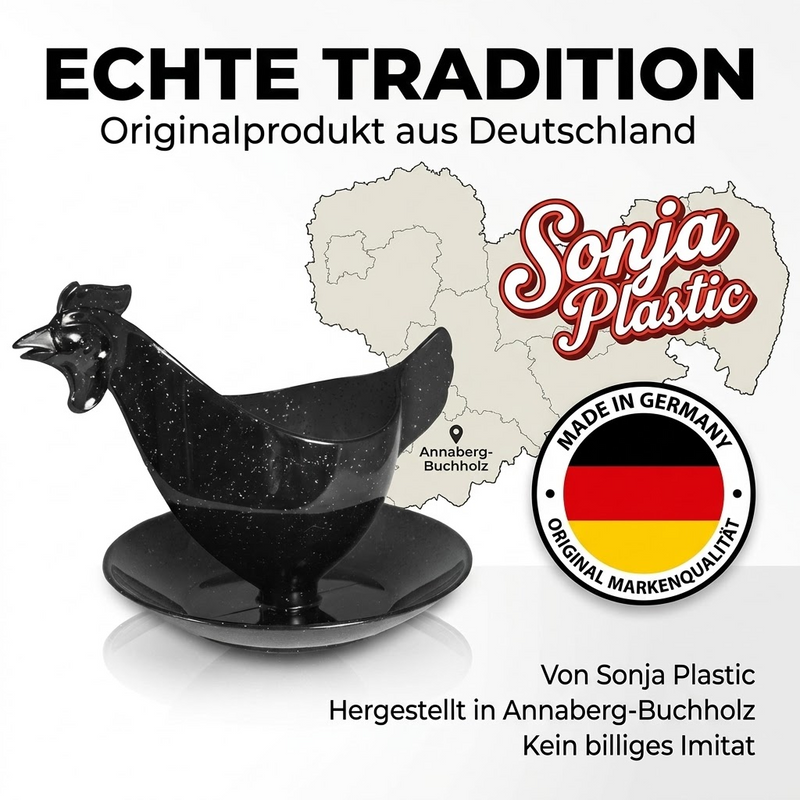 Eierbecher Huhnform schwarz glitzer
