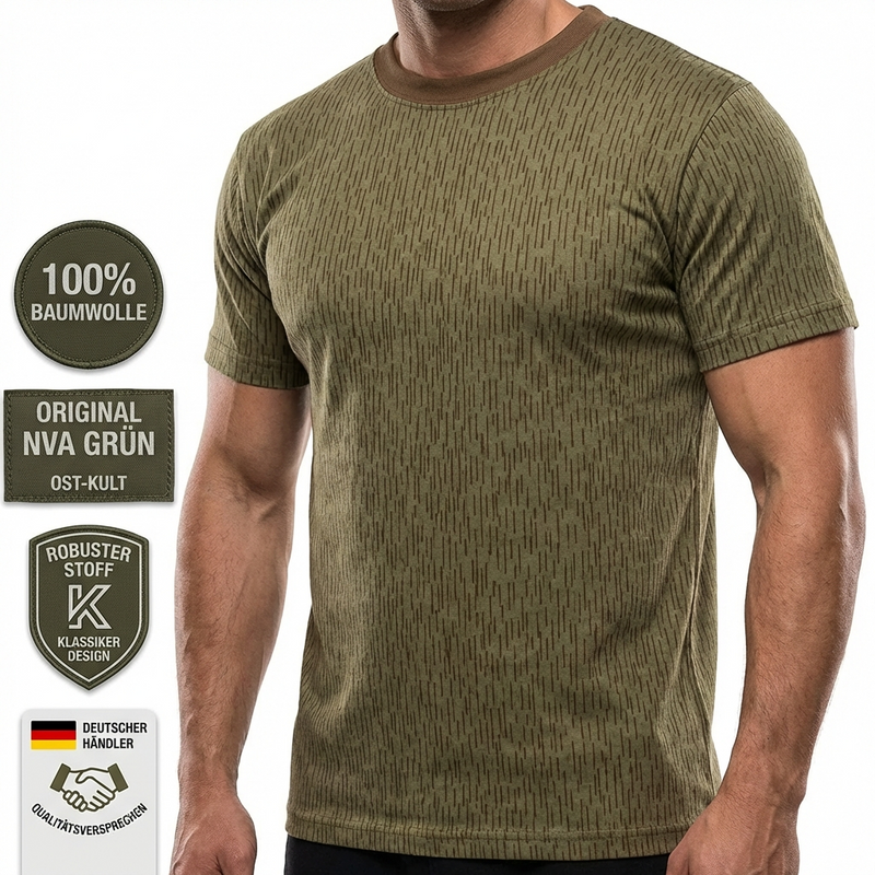 T-Shirt im NVA-Look mit Streifen - 100% Baumwolle - unisex