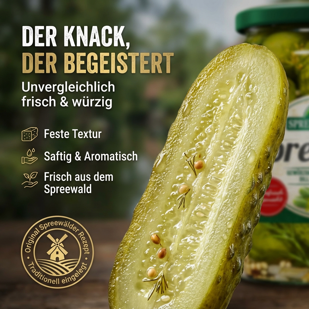Spreewaldhof Gewürzgurken mit Dill und Zwiebeln - Spreelinge aus dem Spreewald 360g