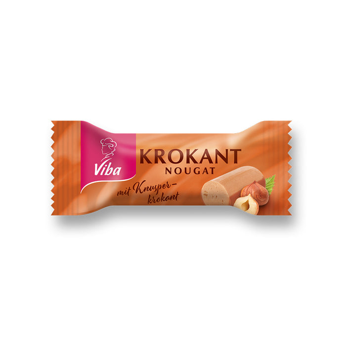 Viba Krokant Nougat Beutel, 100 g – 10 Minis à 10 g, heller Haselnuss-Nougat mit 11% Haselnuss-Krokant & 10% Vollmilchschokolade