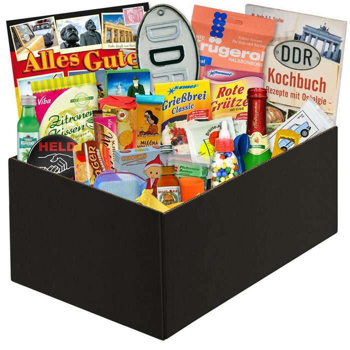 24x DDR Waren in schwarzer Geschenkbox