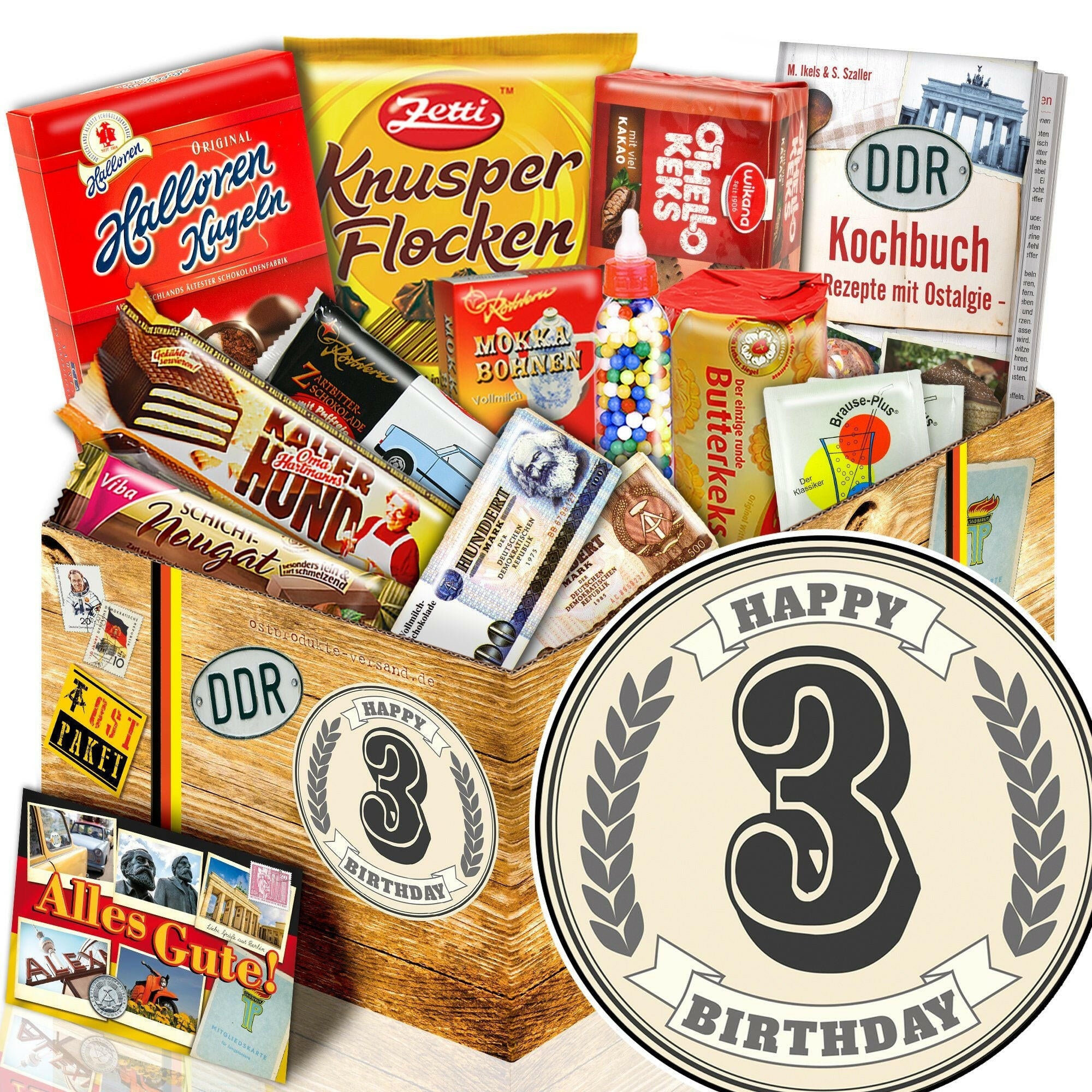 3 Zahl - Süßigkeiten Set DDR L - Ossiladen I Ostprodukte Versand