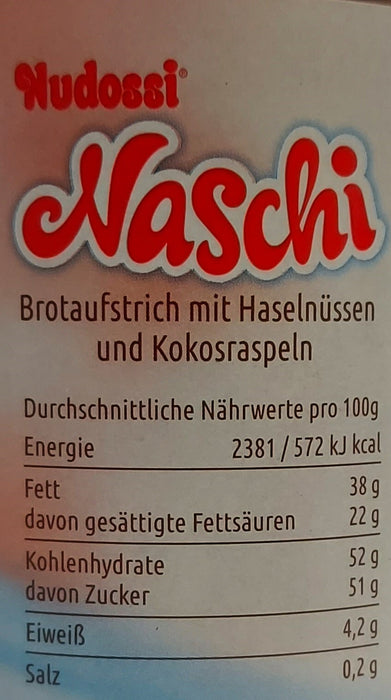 Nudossi Naschi Brotaufstrich im Glas 300g ohne Palmöl - Ossiladen I Ostprodukte Versand