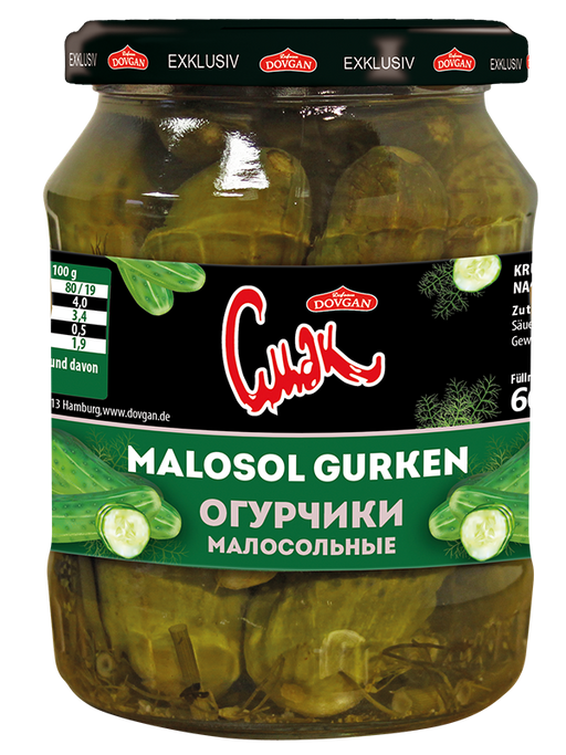 Gurken Malosol DOVGAN Russische Küche 660 g.