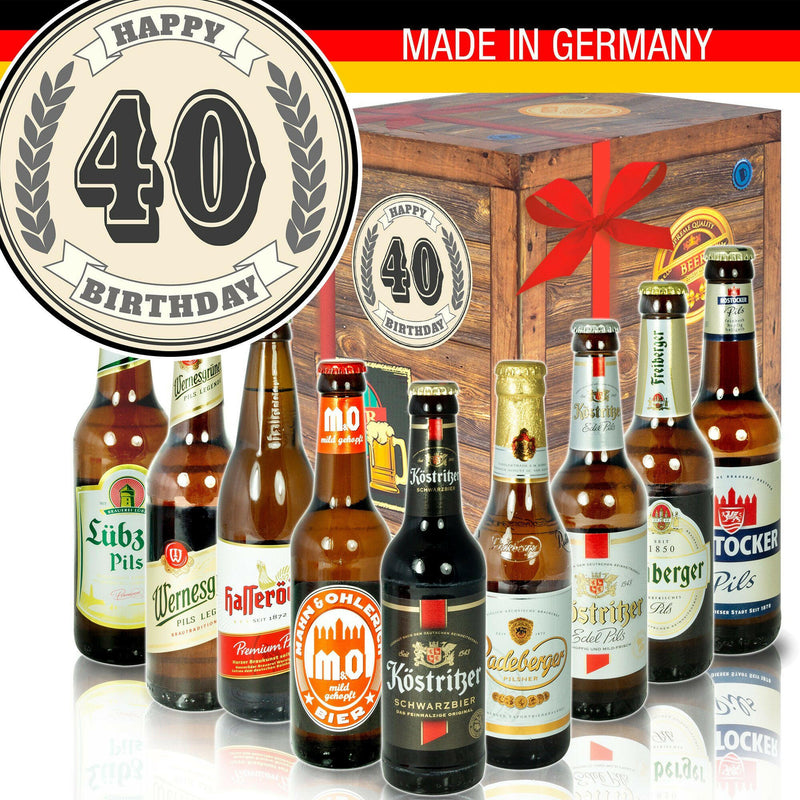 40. Geburtstag - Geschenkbox "Ostbiere" 9er Set - Ossiladen I Ostprodukte Versand