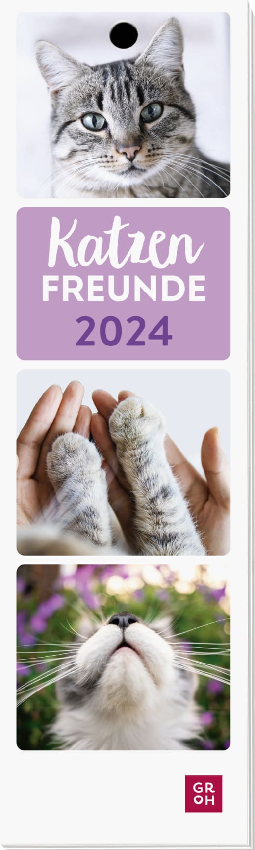 Katzenfreunde 2024 - Lesezeichenkalender - 12 Seiten