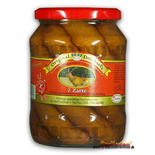7 zarte Schinkenwürstchen vom Hirsch (Deichsels)