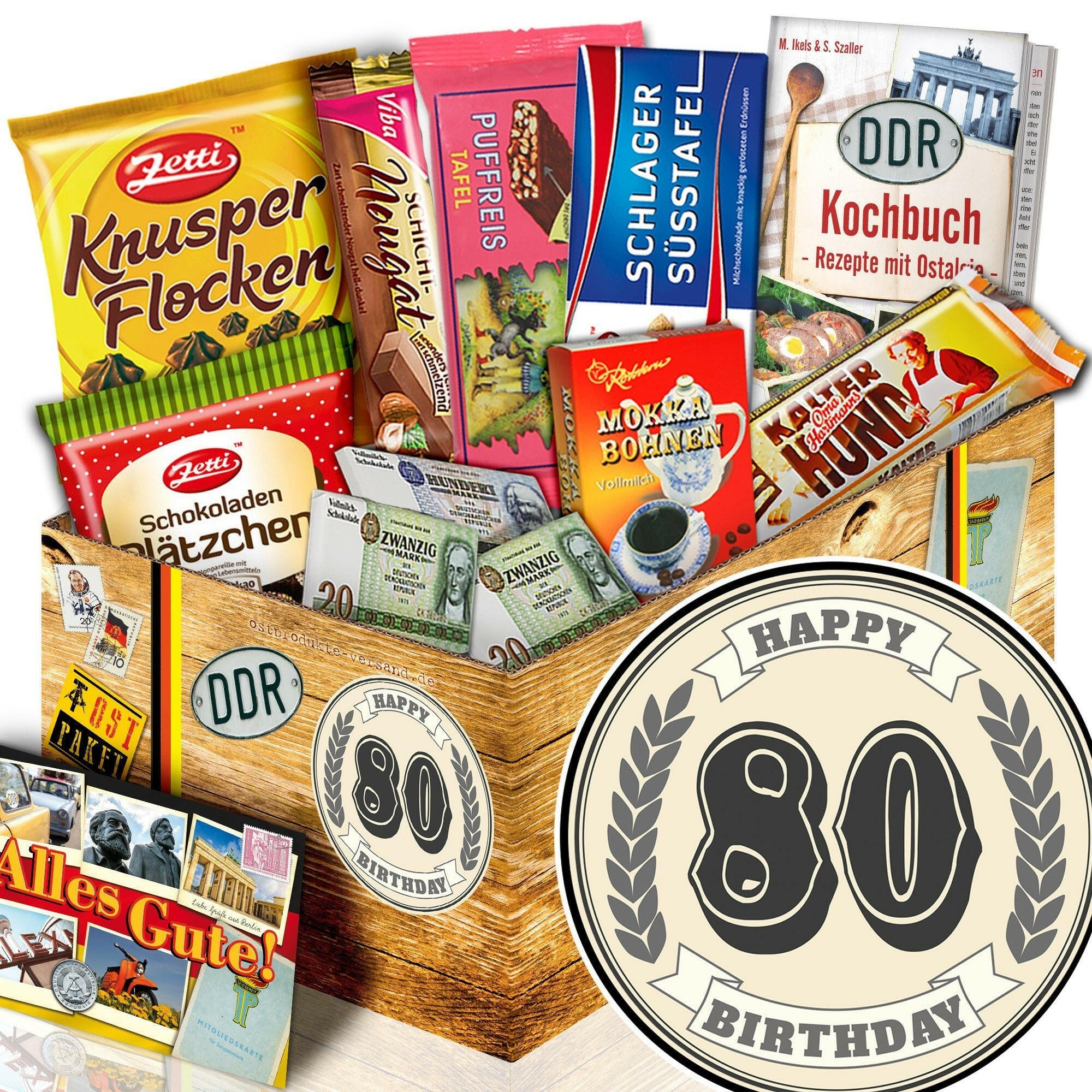 80 Zahl - Geschenkset Ostpaket "Schokoladenbox M" - Ossiladen I Ostprodukte Versand