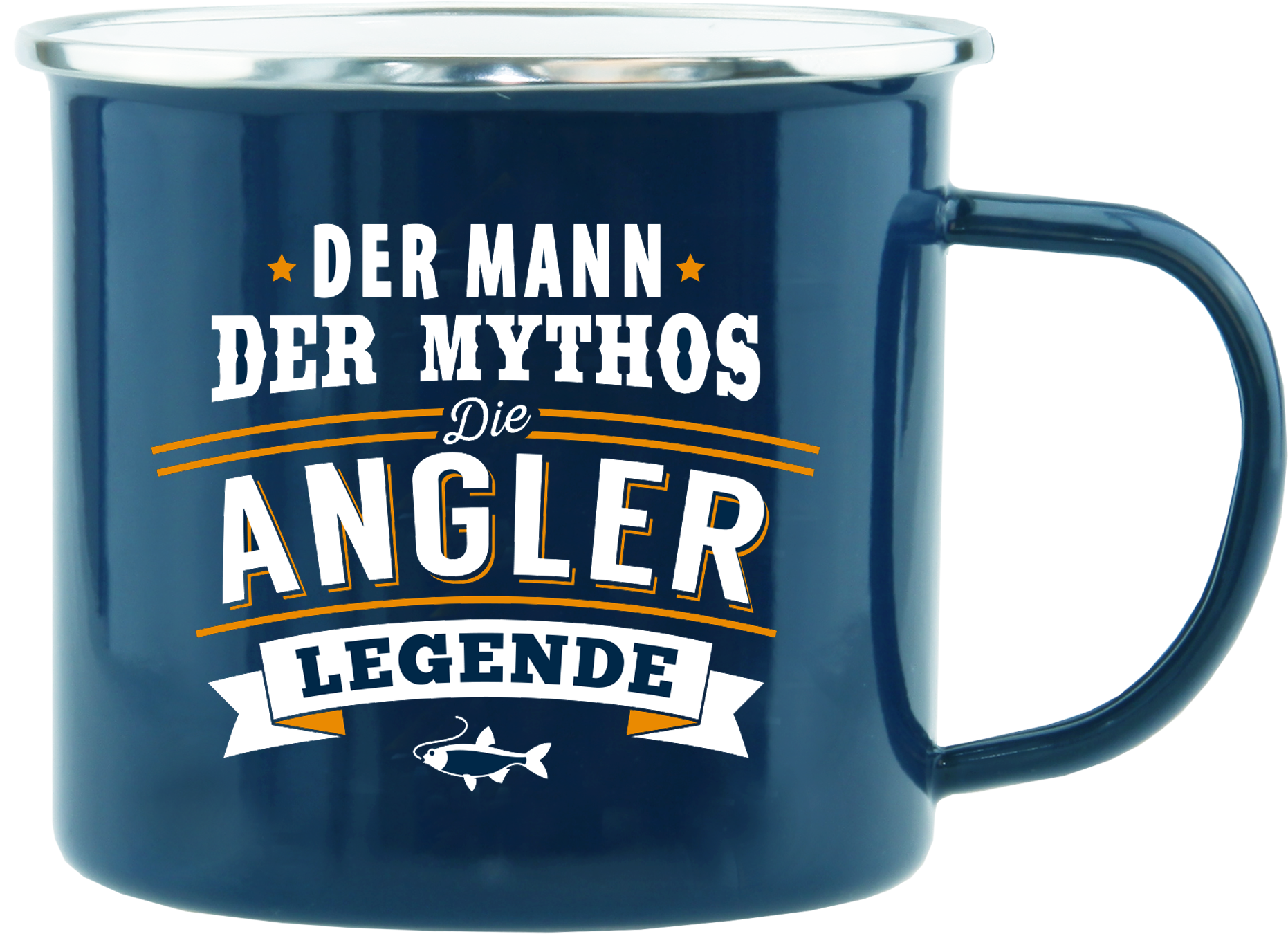 Emaille Becher / Tasse Angler "Der Mann Der Mythos" - Ossiladen I Ostprodukte Versand