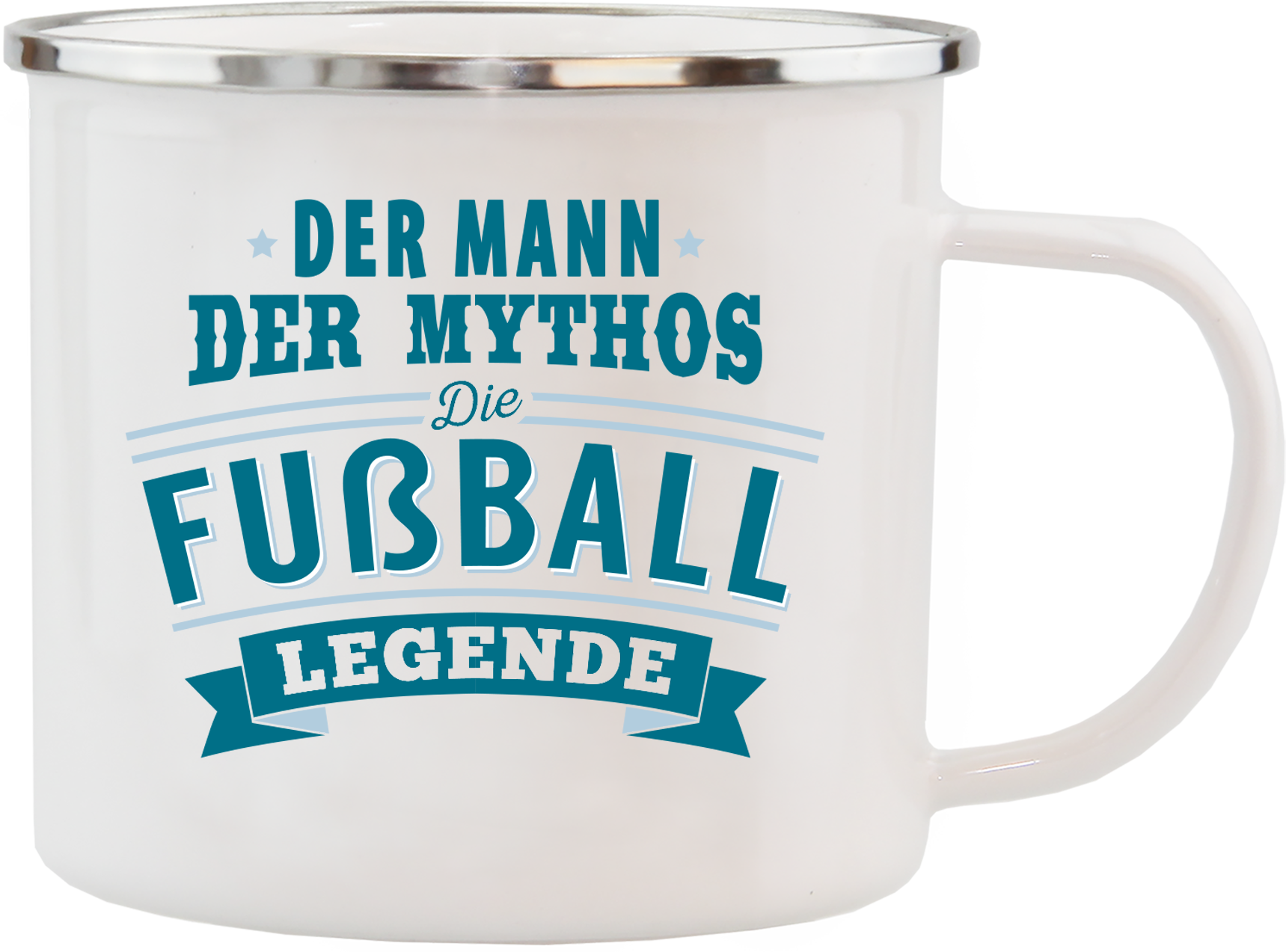 Emaille Becher / Tasse Fußballer "Die Fußball Legende - Der Mann Der Mythos" - Ossiladen I Ostprodukte Versand