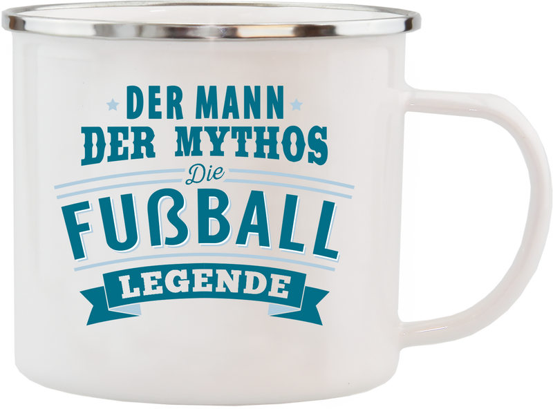 Emaille Becher / Tasse Fußballer "Die Fußball Legende - Der Mann Der Mythos" - Ossiladen I Ostprodukte Versand