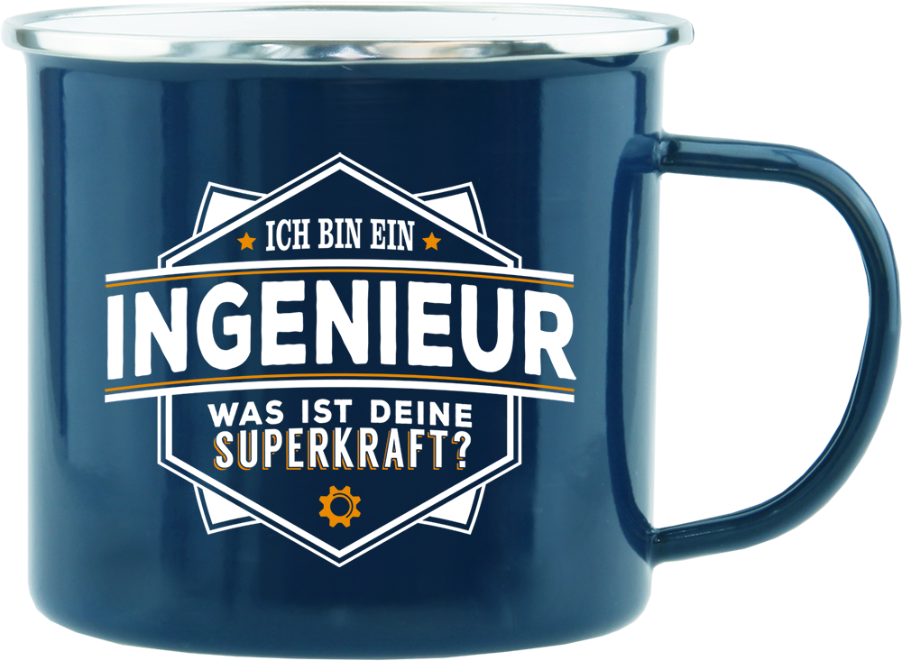 Emaille Becher / Tasse Ich bin ein Ingenieur "Was ist deinen Superkraft?" - Ossiladen I Ostprodukte Versand