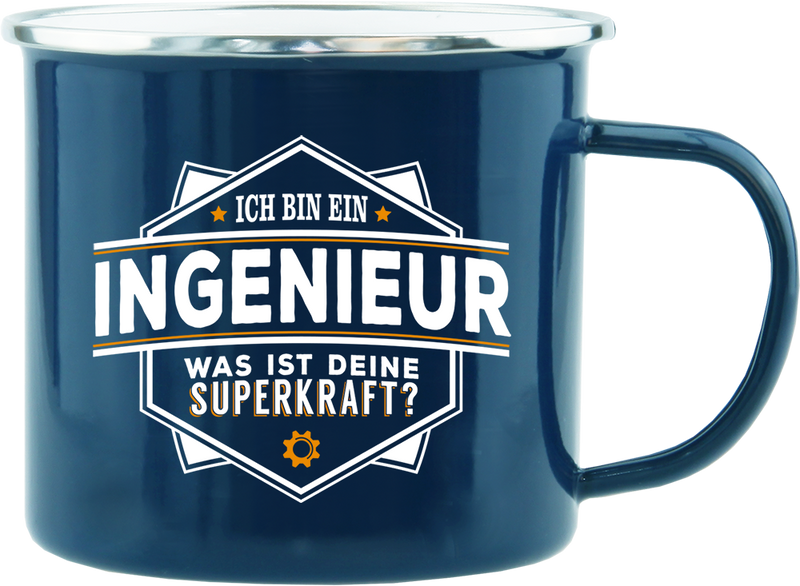 Emaille Becher / Tasse Ich bin ein Ingenieur "Was ist deinen Superkraft?" - Ossiladen I Ostprodukte Versand