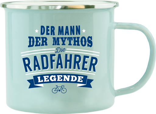 Emaille Becher / Tasse Die Radfahrer Legende - "Der Mann Der Mythos" - Ossiladen I Ostprodukte Versand